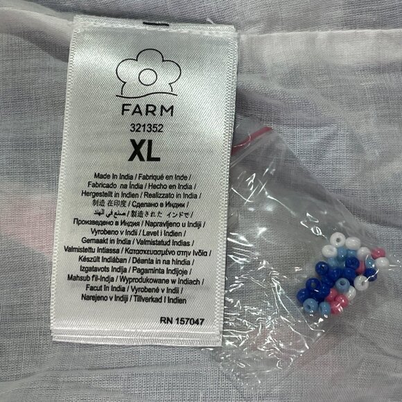 FARM RIO NWT "Blue Foliage" Sleeveless Empire Tier Midi/Maxi Blue/White/Peach XL - Picture 14 of 16